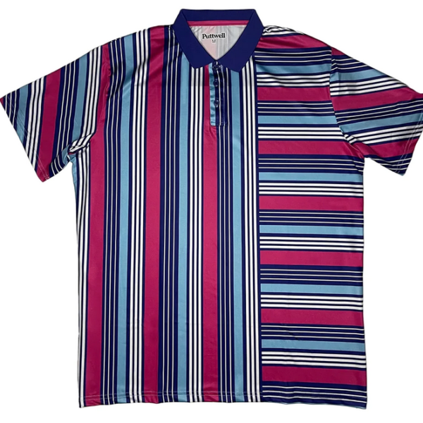 (Blue/Pink) Golf Polo Green Puttwell Summertime Side - Slighted