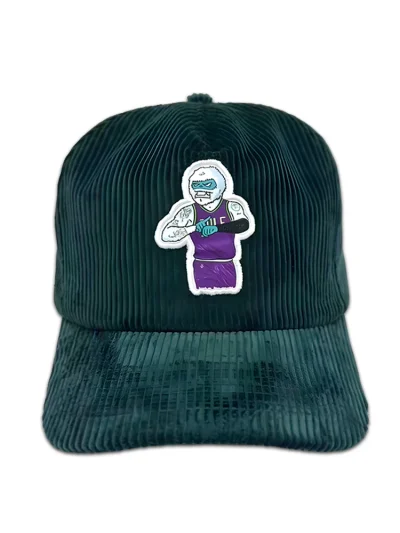 Snowman Golf Time Green Corduroy Hat